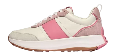 FitFlop Women F-Mode Flow Sneaker Leather & Suede Mix Cream/Pinkperfect