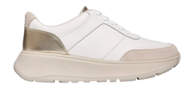 Sneakers FitFlop Women F-Mode Leather/ Suede/ Metallic Flatform Sneakers Urban White/Platino
