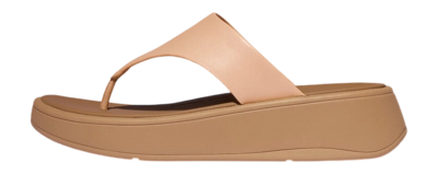 Tongs FitFlop Femme F-Mode Leather Flatform Toe-Post Sandals Sandy Beige