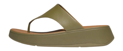 FitFlop Women F-Mode Leather Flatform Toe-Post Sandals Camo-Green