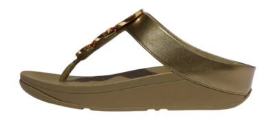 FitFlop Women Halo Bead-Circle Metallic Toe-Post Sandals Metallic Camo-Green
