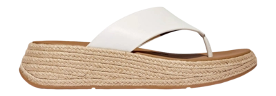 FitFlop Women F-Mode Espadrille Leather Flatform T/Post Sandals Urban White