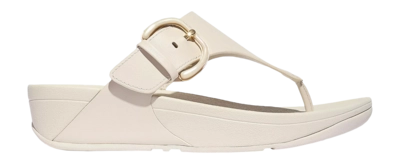 Tongs FitFlop Women Lulu Resin-Buckle Leather Toe-Post Sandals Paris Beige