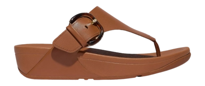 Sandalen FitFlop Lulu Resin-Buckle Leather Toe-Post Sandals Damen Deep Tan