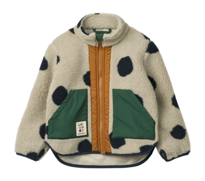 Jacke Liewood Noam Pile Jacket Kinder Beige Spot Dots / Forest