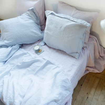 Bettwäsche Passion for Linen Maxime Light Blue Gewaschenes Leinen