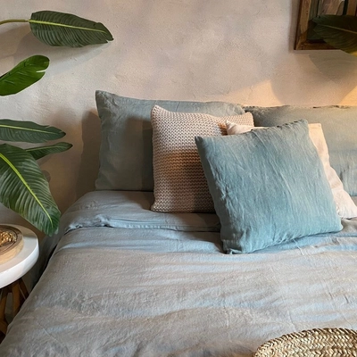 Bettwäsche Passion for Linen Maxime Ocean Green Gewaschenes Leinen