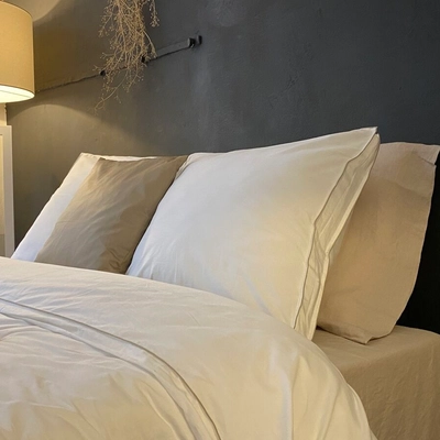 Bettwäsche House in Style Rimini White-Stitching Taupe Baumwollsatin