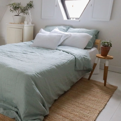 Bettwäsche Passion for Linen Sofie Celadon Gewaschenes Leinen