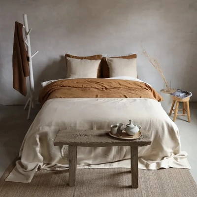 Bettwäsche Passion for Linen Sofie Cognac Gewaschenes Leinen