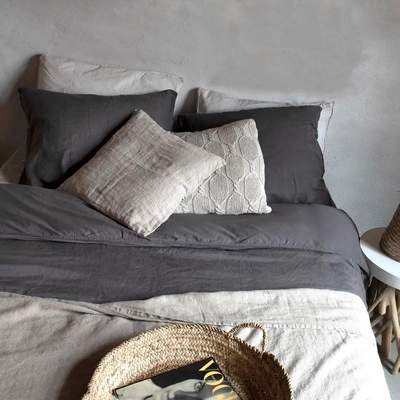 Bettwäsche Passion for Linen Sofie Dark Grey Gewaschenes Leinen