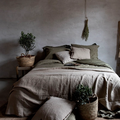 Bettwäsche Passion for Linen Sofie Army Gewaschenes Leinen