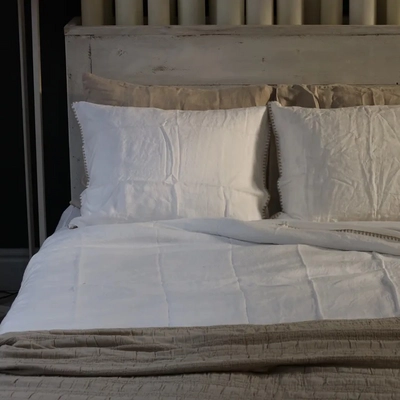 KissenbezügePassion for Linen Felice Off White-Stitching Natural Gewaschenes Leinen