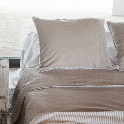 KissenbezügePassion for Linen Felice Sand-Stitching White Gewaschenes Leinen