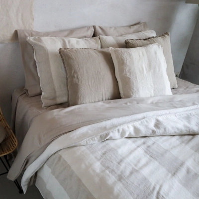 KissenbezügePassion for Linen Noa Beige-Off White small stripe Gewaschenes Leinen