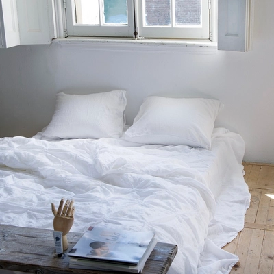 KissenbezügePassion for Linen Sara White Gewaschenes Leinen - Baumwollsatin