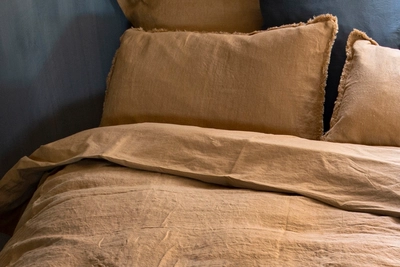 KissenbezügePassion for Linen Sofie Cognac Gewaschenes Leinen - Baumwollsatin