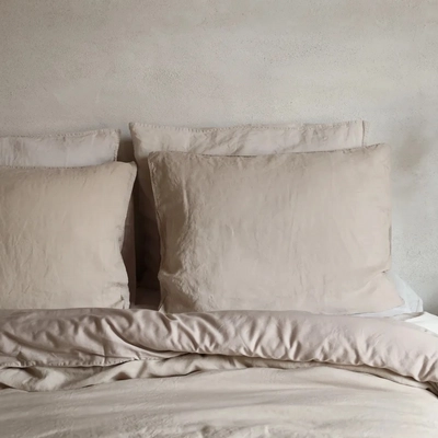 KissenbezügePassion for Linen Sofie Sand Gewaschenes Leinen - Baumwollsatin
