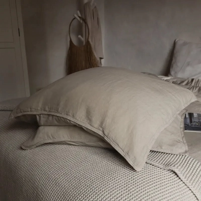 KissenbezügePassion for Linen Sofie Taupe Gewaschenes Leinen - Baumwollsatin
