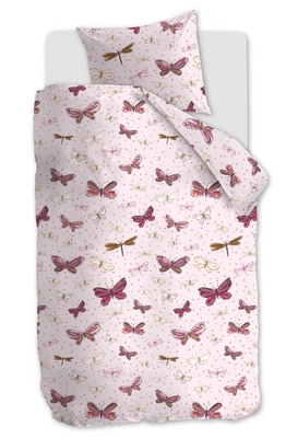 Bettwäsche Hanneke de Jager Bettwäsche Butterfly Away Rosa Baumwolle