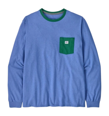 Longsleeve Patagonia Unisex Shop Sticker Pocket Responsibili-Tee Abundant Blue