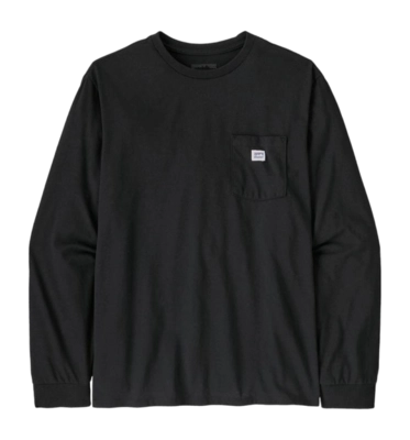 Longsleeve Patagonia Unisex Shop Sticker Pocket Responsibili-Tee Black