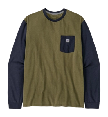 Longsleeve Patagonia Unisex Shop Sticker Pocket Responsibili-Tee Tent Green