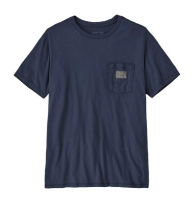 T-Shirt Patagonia Unisex Flying Fish Tides Organic Pocket New Navy