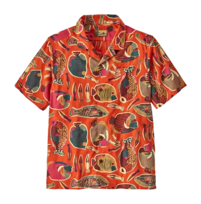 Blouse Patagonia Men Tidal Threads Camp Shirt Wrasse: Pollinator Orange