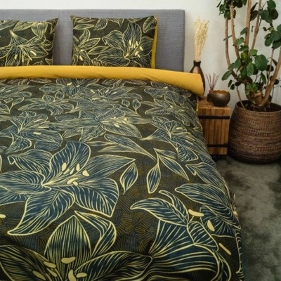 Bettwäsche Kayori Lily Baumwolle-Satin Schwarz