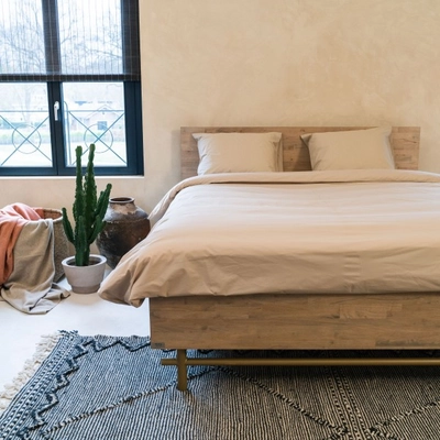 Bettwäsche Kayori Shizu Baumwolle Perkal Sand