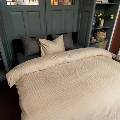 Bettwäsche Kayori Kora Baumwolle-Satin Taupe