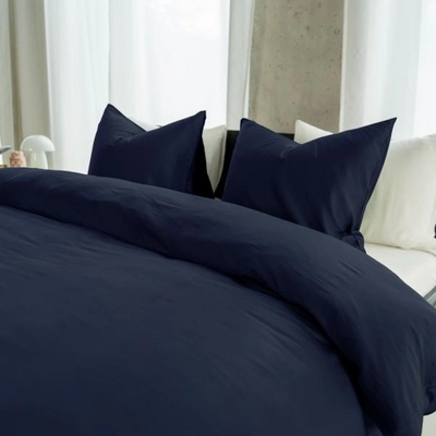 Bettwäsche Kayori Saya Baumwolle-Satin Marine