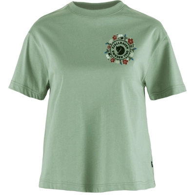 T-Shirt Fjällräven Femme Fjällblomster Logo Misty Green