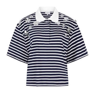 Poloshirt Dante6 Titan Embellished Shirt Damen Sapphire Blue White
