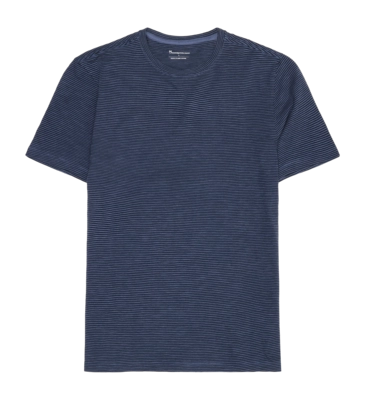 T-Shirt KnowledgeCotton Apparel Homme Narrow Striped Slub Navy