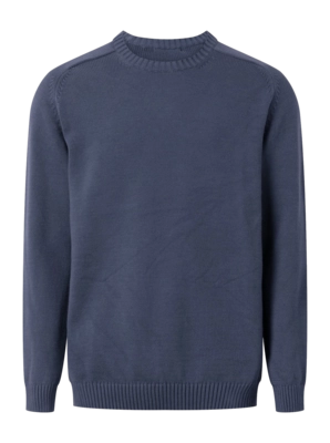 Jumper KnowledgeCotton Apparel Men Plain Knitted Crew Neck Vintage Indigo