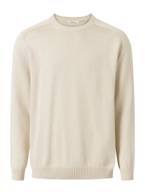 Jumper KnowledgeCotton Apparel Men Plain Knitted Crew Neck Light feather gray