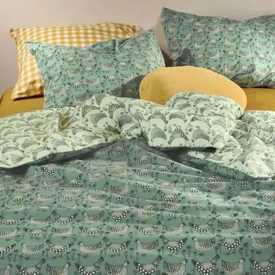 Bettwäsche Essenza Chicken Run Turquoise Bio-Baumwolle Perkal