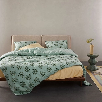 Bettwäsche Essenza Jolien Surf Green Bio-Baumwolle Leinenoptik