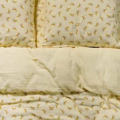Bettwäsche Essenza Lily Melody Lemon Yellow Baumwolle Mousseline