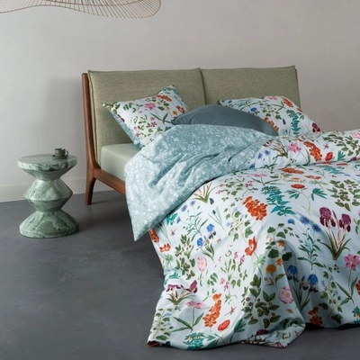 Bettwäsche Essenza Marigold Pastellblau Bio-Baumwollsatin