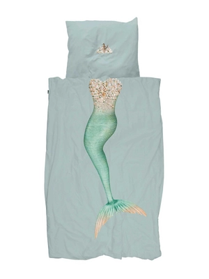 Bettwäsche SNURK Mermaid Aqua Blau Bio-Baumwolle