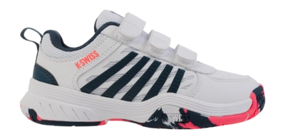 Tennis Shoes K-Swiss Junior Court Express 2 Strap White Stargazer Neon Blaze
