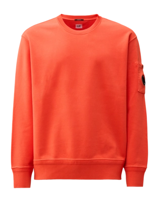 Pull CP Company Men Cotton Diagonal Fleece Crew Neck Poinciana