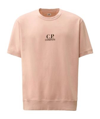 T-Shirt CP Company Light Fleece Short Sleeve Herren Misty Rose