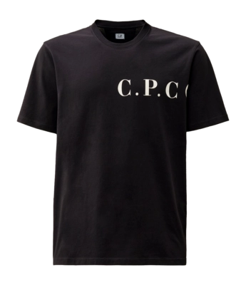 T-Shirt CP Company 30/1 Jersey Front-Back Logo Herren Total Eclipse