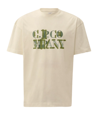 T-Shirt CP Company Men 30/1 Jersey Blurred Logo Gauze White