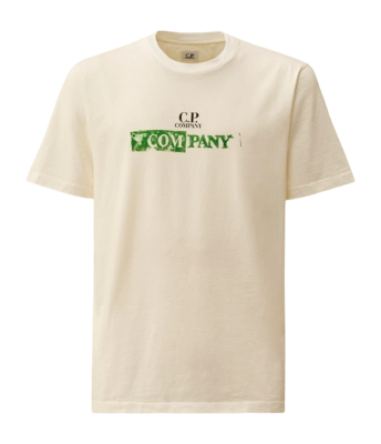 T-Shirt CP Company Artwork Logo Herren Gauze White