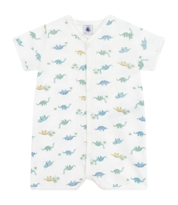 Babypakje Petit Bateau Short Playsuit Marshmallow/Multico Dinoprint